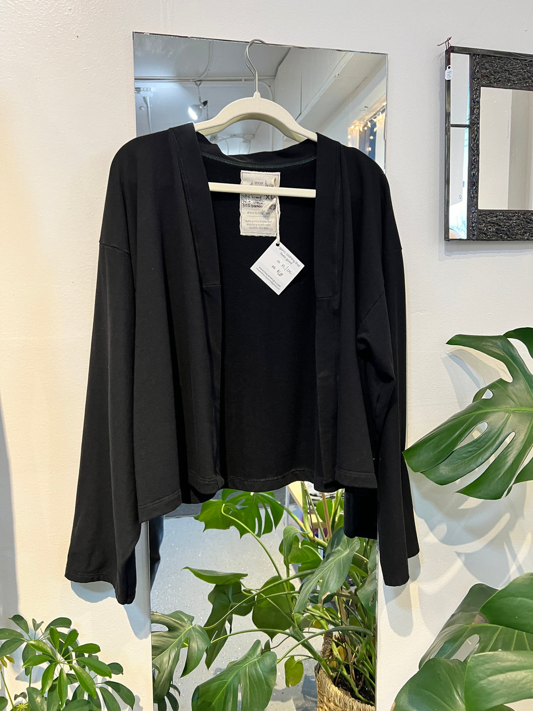 Cropped Cardi - Black French Terry