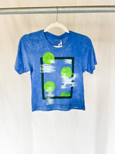 Load image into Gallery viewer, Hand Dyed and Block Printed Blue Birch Bamboo Crop Top