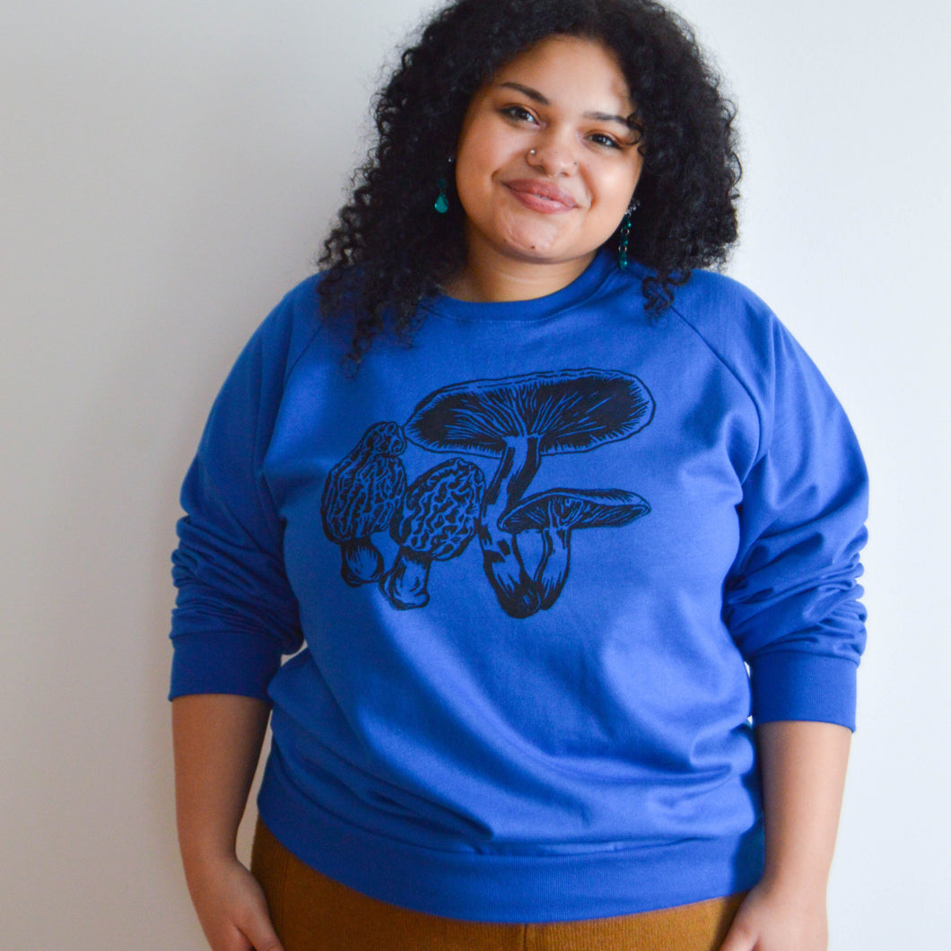 Bright Blue Organic Cotton Sweatshirt with Mushroom Print 2.0