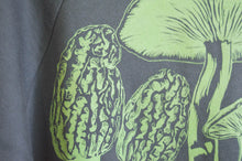 Load image into Gallery viewer, SALE - Gray and Green Organic Cotton Crewneck Sweatshirt with Mushroom Print 2.0