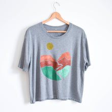 Load image into Gallery viewer, Landscape Block Print Bamboo Crop Top - Gray
