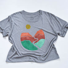 Load image into Gallery viewer, SALE - Landscape Block Print Bamboo Crop Top - Gray