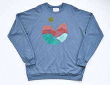 Load image into Gallery viewer, SALE - Landscape Block Print Sweatshirt, Long Sleeve Raglan, Crew Neck