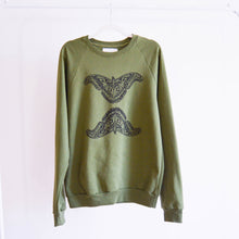 Load image into Gallery viewer, SALE - Olive Moth Block Printed Organic Cotton Sweatshirt