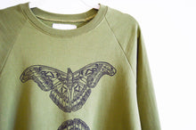 Load image into Gallery viewer, SALE - Olive Moth Block Printed Organic Cotton Sweatshirt