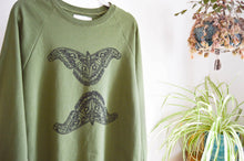 Load image into Gallery viewer, SALE - Olive Moth Block Printed Organic Cotton Sweatshirt