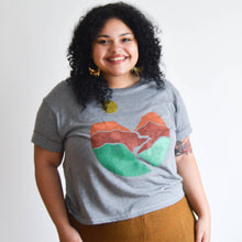 Load image into Gallery viewer, SALE - Landscape Block Print Bamboo Crop Top - Gray