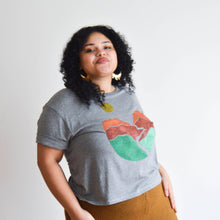 Load image into Gallery viewer, SALE - Landscape Block Print Bamboo Crop Top - Gray