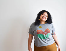 Load image into Gallery viewer, SALE - Landscape Block Print Bamboo Crop Top - Gray