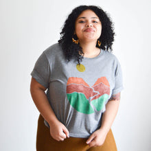 Load image into Gallery viewer, SALE - Landscape Block Print Bamboo Crop Top - Gray