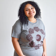 Load image into Gallery viewer, Peony Moon Block Print Bamboo Gender Neutral T-Shirt - Gray