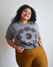 Load image into Gallery viewer, Peony Moon Block Print Bamboo Gender Neutral T-Shirt - Gray