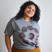 Load image into Gallery viewer, Peony Moon Block Print Bamboo Gender Neutral T-Shirt - Gray