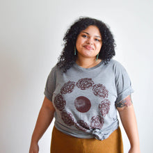 Load image into Gallery viewer, Peony Moon Block Print Bamboo Gender Neutral T-Shirt - Gray