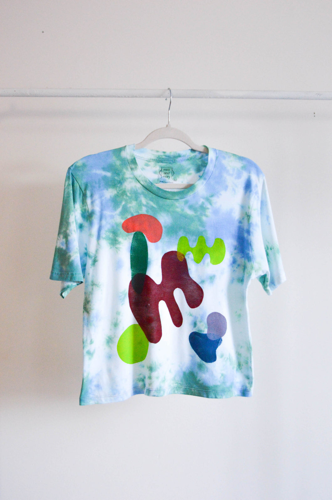 Hand Dyed Shapes Block Printed Bamboo Crop Top