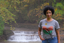 Load image into Gallery viewer, Landscape Block Print Bamboo Gender Neutral T-Shirt - Gray