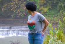 Load image into Gallery viewer, Landscape Block Print Bamboo Gender Neutral T-Shirt - Gray