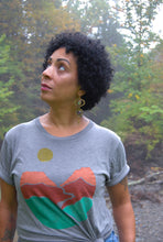 Load image into Gallery viewer, Landscape Block Print Bamboo Gender Neutral T-Shirt - Gray