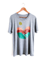 Load image into Gallery viewer, Landscape Block Print Bamboo Gender Neutral T-Shirt - Gray