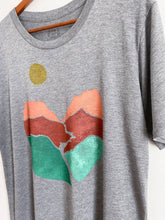 Load image into Gallery viewer, Landscape Block Print Bamboo Gender Neutral T-Shirt - Gray