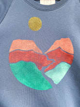 Load image into Gallery viewer, SALE - Landscape Block Print Sweatshirt, Long Sleeve Raglan, Crew Neck