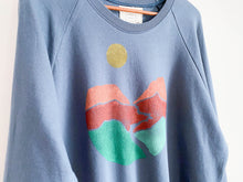 Load image into Gallery viewer, SALE - Landscape Block Print Sweatshirt, Long Sleeve Raglan, Crew Neck