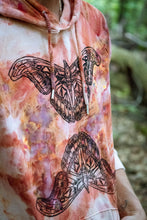 Load image into Gallery viewer, SALE - Block Printed Organic Cotton Tie Dye Hoodie- Rust Moth