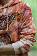 Load image into Gallery viewer, SALE - Block Printed Organic Cotton Tie Dye Hoodie- Rust Moth