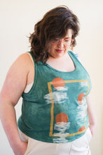Load image into Gallery viewer, SALE - Hand Dyed and Block Printed Crop Tank - Forest Birch