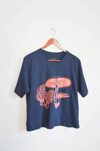 Load image into Gallery viewer, Morel Mushroom Organic Cotton Crop Top - Navy Blue
