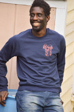 Load image into Gallery viewer, Navy Blue Organic Cotton Sweatshirt with Mushroom Print 2.0
