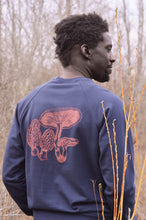 Load image into Gallery viewer, Navy Blue Organic Cotton Sweatshirt with Mushroom Print 2.0
