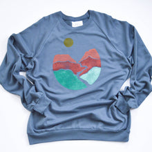 Load image into Gallery viewer, Landscape Block Print Sweatshirt, Long Sleeve Raglan, Crew Neck
