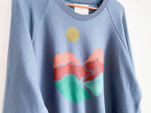 Load image into Gallery viewer, Landscape Block Print Sweatshirt, Long Sleeve Raglan, Crew Neck
