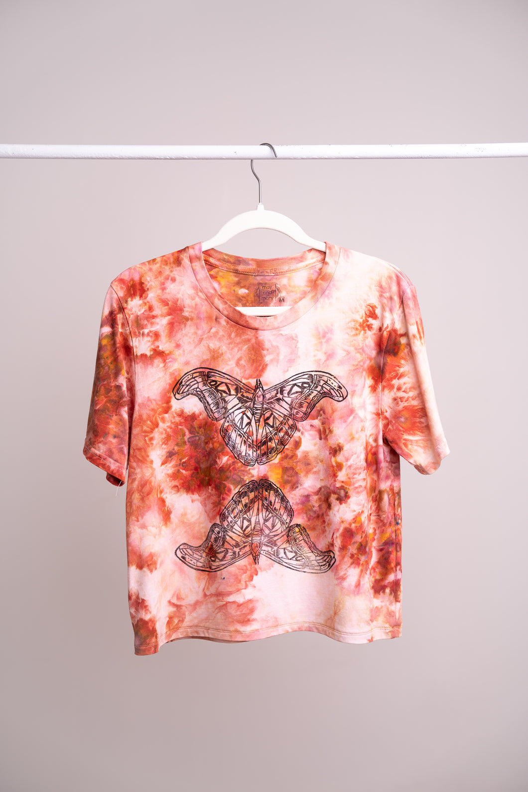 Hand dyed and Block Printed Bamboo Crop Top - Rust Moth