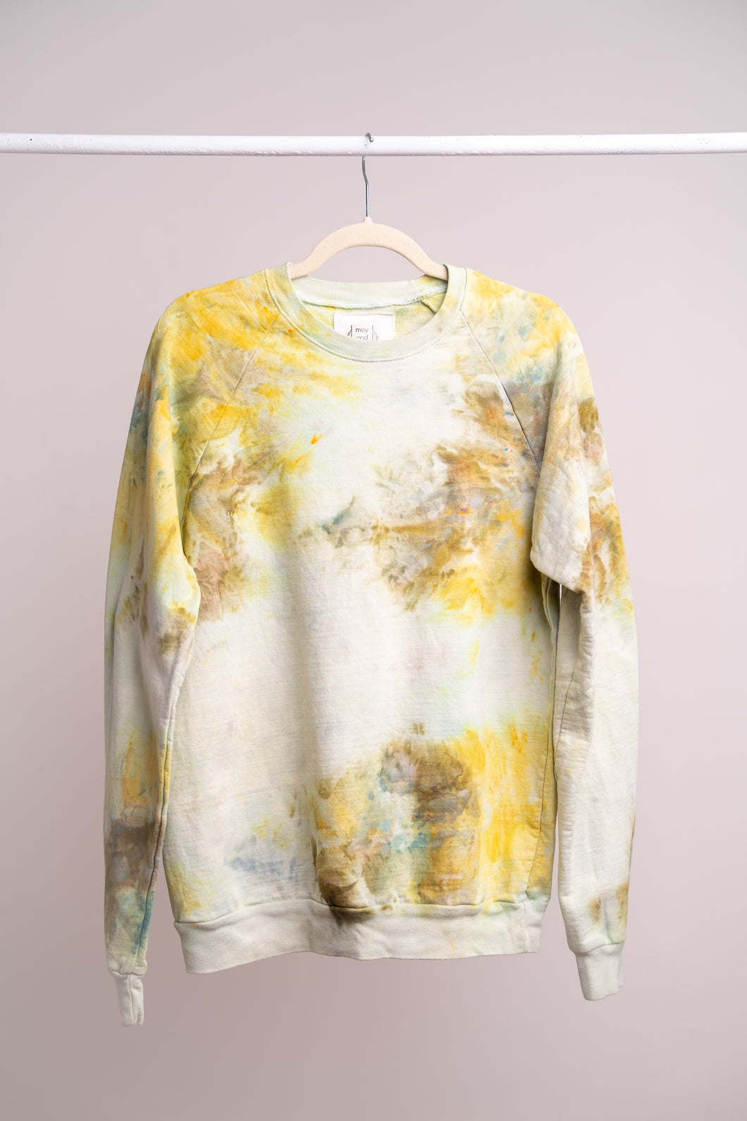 Ice Dyed Organic Cotton Sweatshirt- Forest Goldenrod