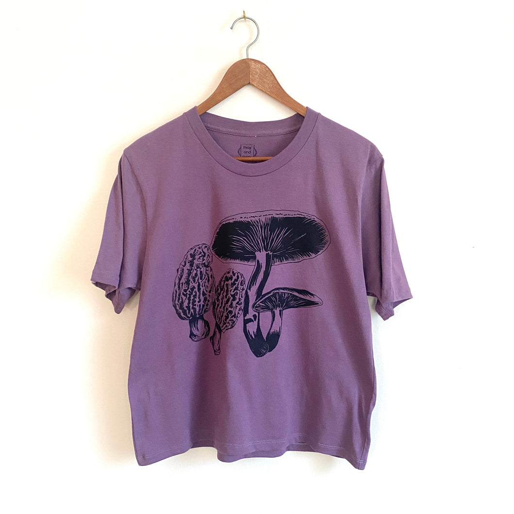 Morel Mushroom Organic Cotton Crop Top - Lavender